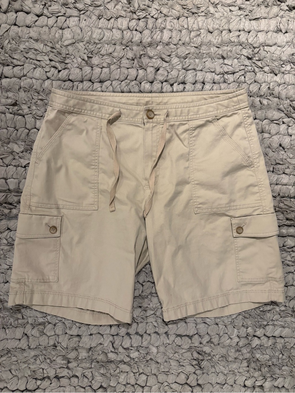 LL Bean Favorite Fit Cargo Drawstring Shorts in Beige